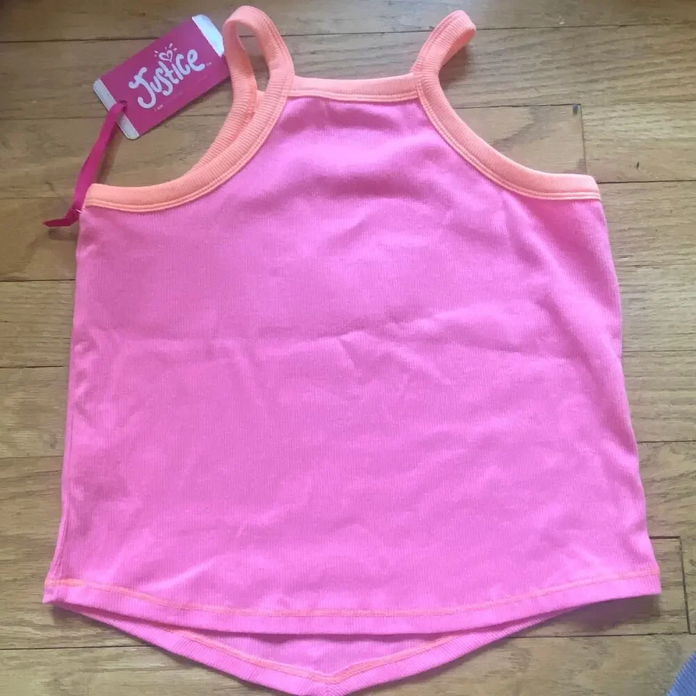 NWT Justice Girl's Cotton Blend Palm Tree Embellished Bandana Tank Top (S 7/8)